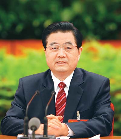 中國(guó)共產(chǎn)黨第十七屆中央委員會(huì)第三次全體會(huì)議，于10月9日至12日在北京舉行。全會(huì)由中央政治局主持。中央委員會(huì)總書(shū)記胡錦濤作重要講話。  新華社記者 蘭紅光攝